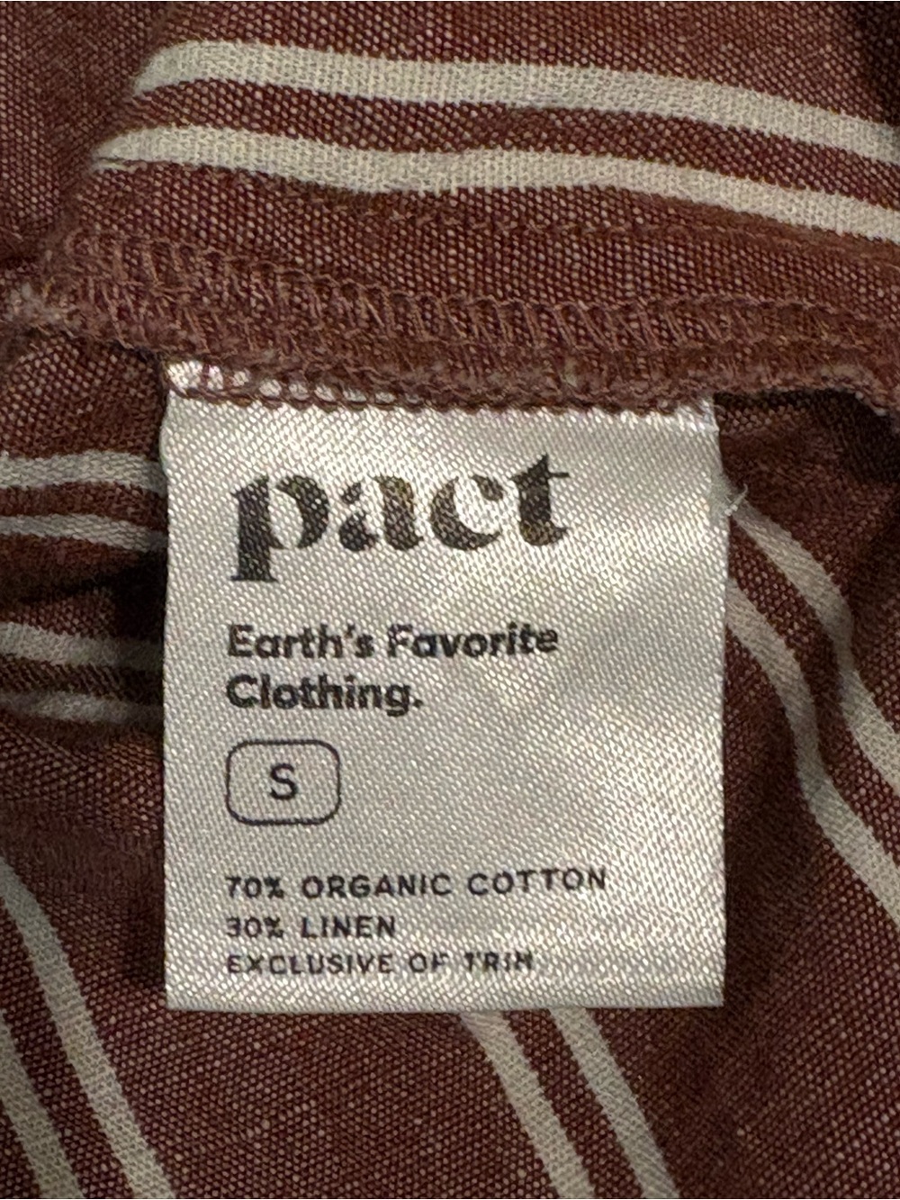 Pact Brown and White Striped Sleeveless Linen-Blend Shorts med and top is small - Picture 8 of 16